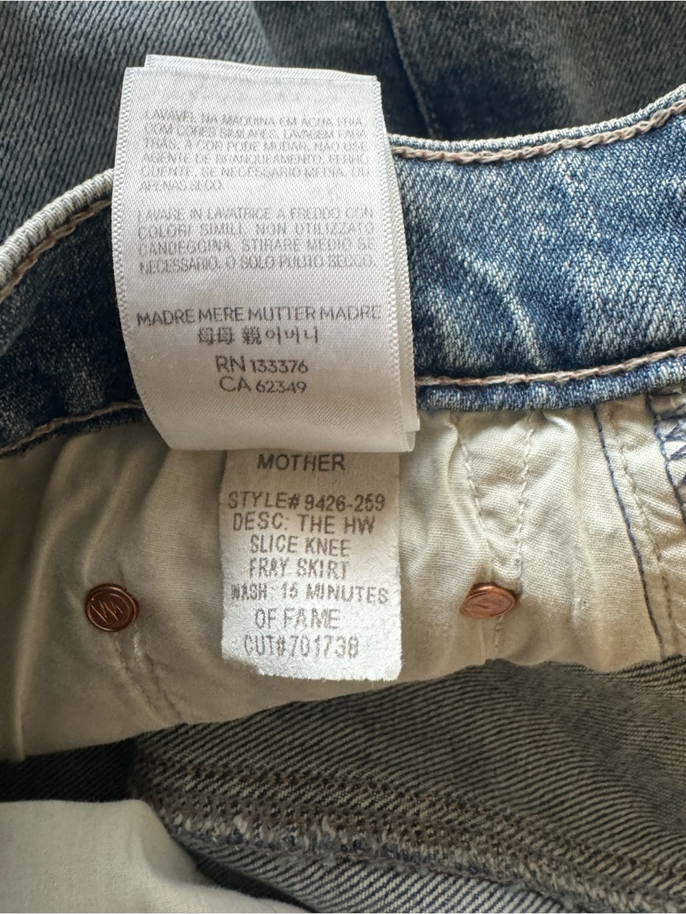 MOTHER Denim  High Waisted Slice Knee Fray Skirt - Picture 7 of 7